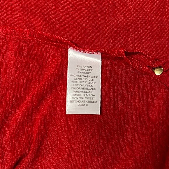 Liz Claiborne Scoop Neck Front Seam Side Slit XXL Tee Shirt Red Long Sleeve - Picture 12 of 12